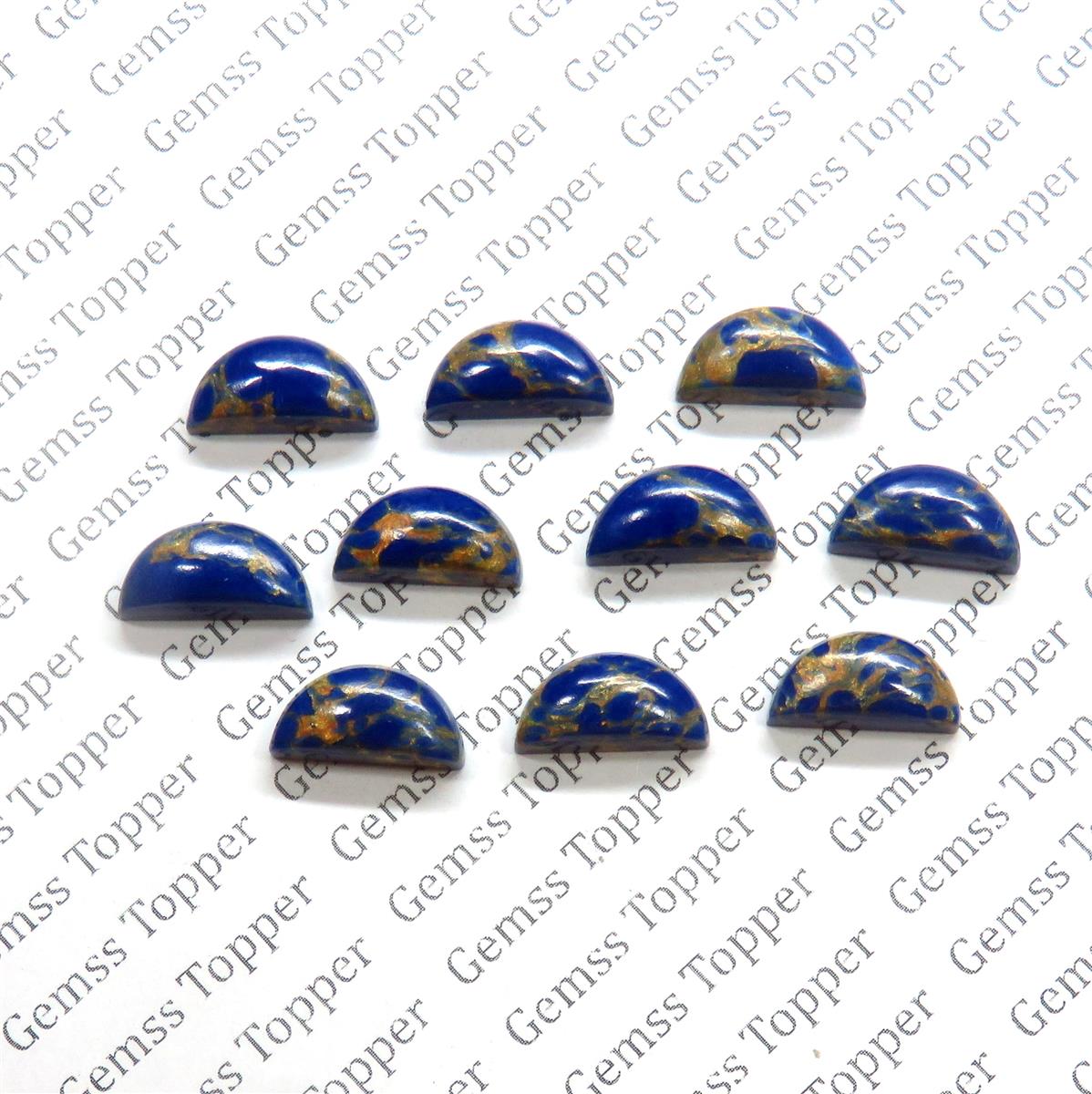Lapis Mohave Turquoise 6x12 mm D Shape Cabochon